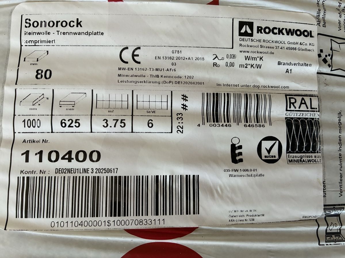 Materiale di riempimento: Rockwool Steinwolle 1000x625x80 – Usato da Steinmaur venduto da jul_6lwt 1