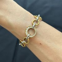 18KGP Zweifarbiges massives Armband in Gold und Silber