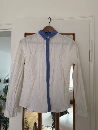 Bluse, weiss-blau, Zara, Grösse M