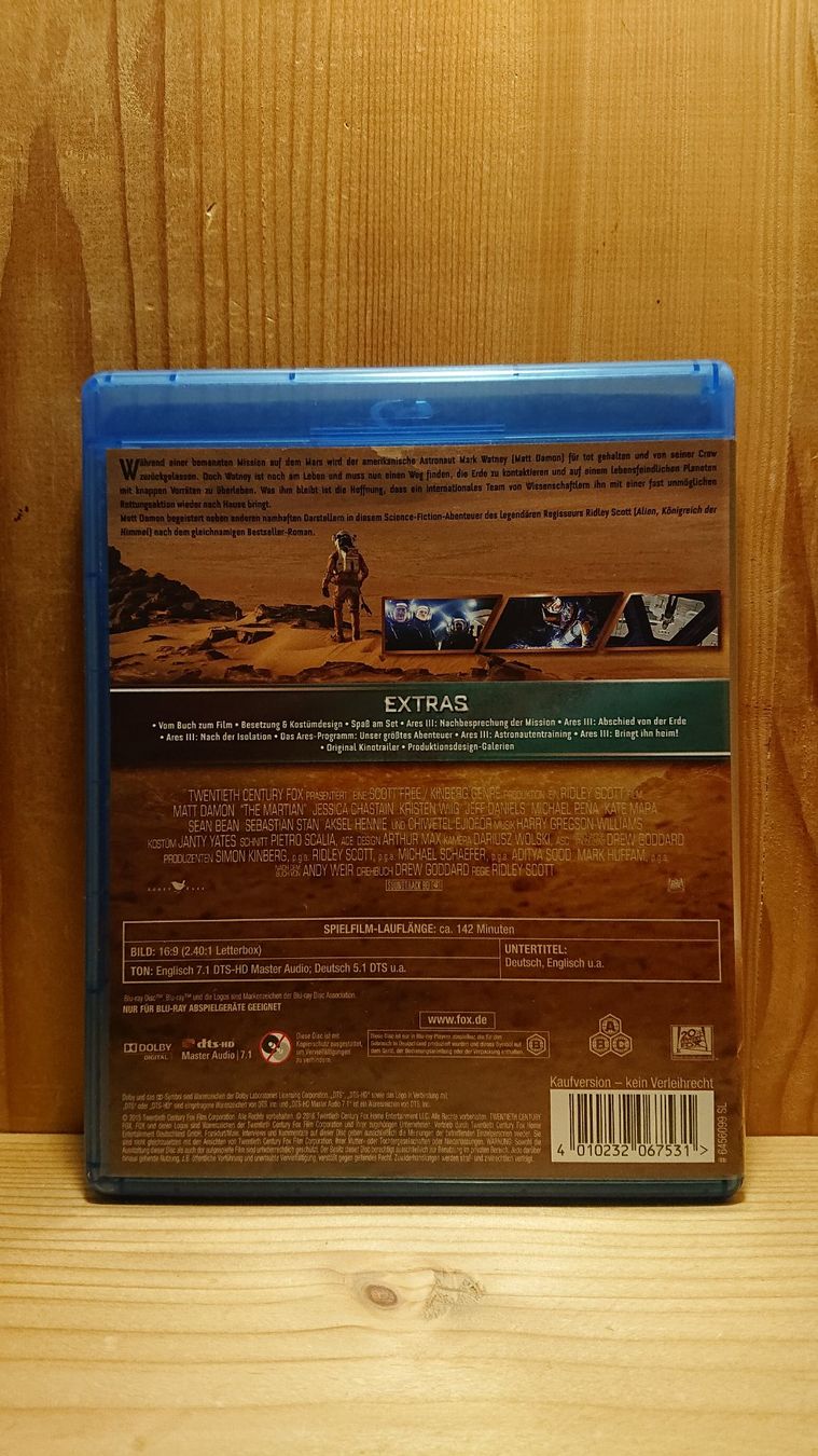 Tutti i DVDs: DER MARSIANER Blu-Ray mit Matt Damon – Usato da Wilderswil venduto da Exebub 1