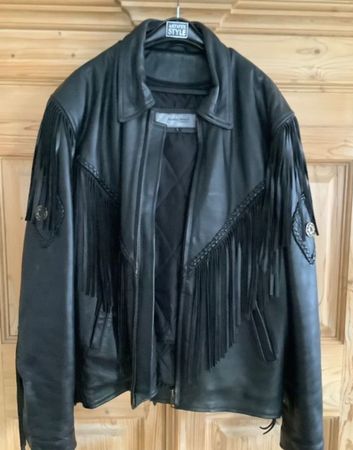 Leder-Motorradjacke Vintage mit Fransen