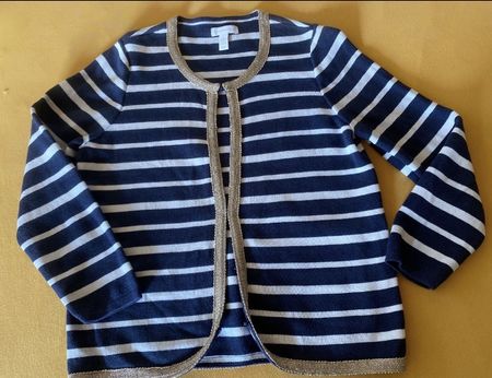 Cardigan a righe con profilo oro