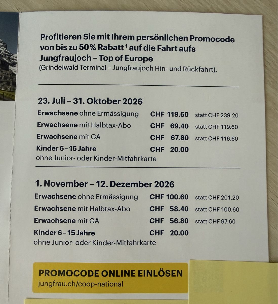 Buoni: Coop Promocode - Jungfraujoch – Nuovo e nell'imballaggio originale da Buch am Irchel venduto da Sweetharth 2