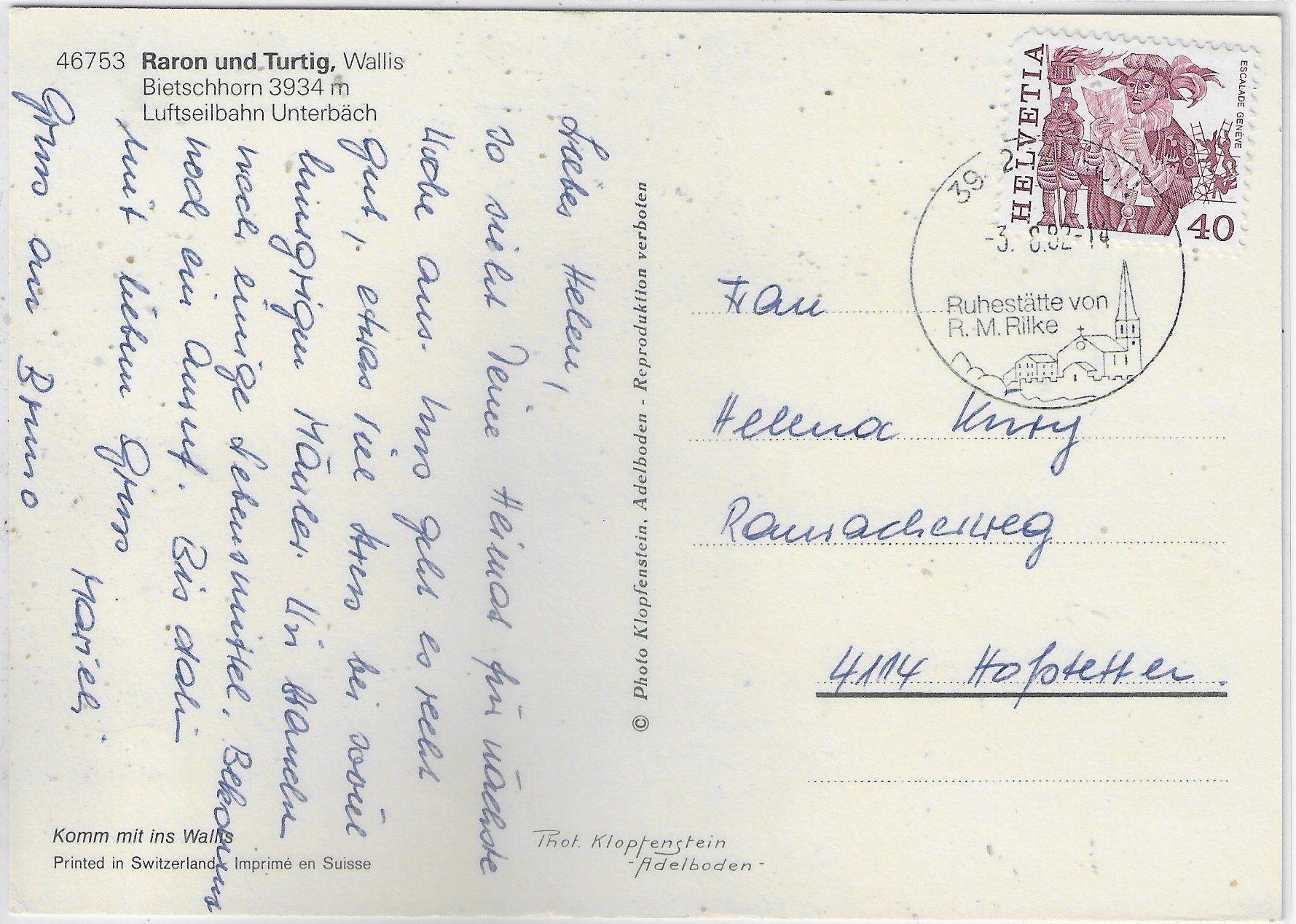 Cartes postales: Raron und Turtig - Luftseilbahn Unterbäch – D'occasion à Ettingen par Kartenplanet 1