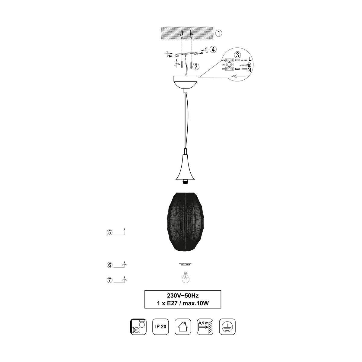 Kronleuchter & Deckenlampen: Pendelleuchte, Schwarz, Korb, 26 cm Ø – Neu (gemäss Beschreibung) aus Kreuzlingen von Smart-Light 9