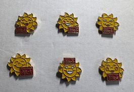 Sonntags Blick Pins, 6 Stk., Sonnen-Motiv, Top Zustand!