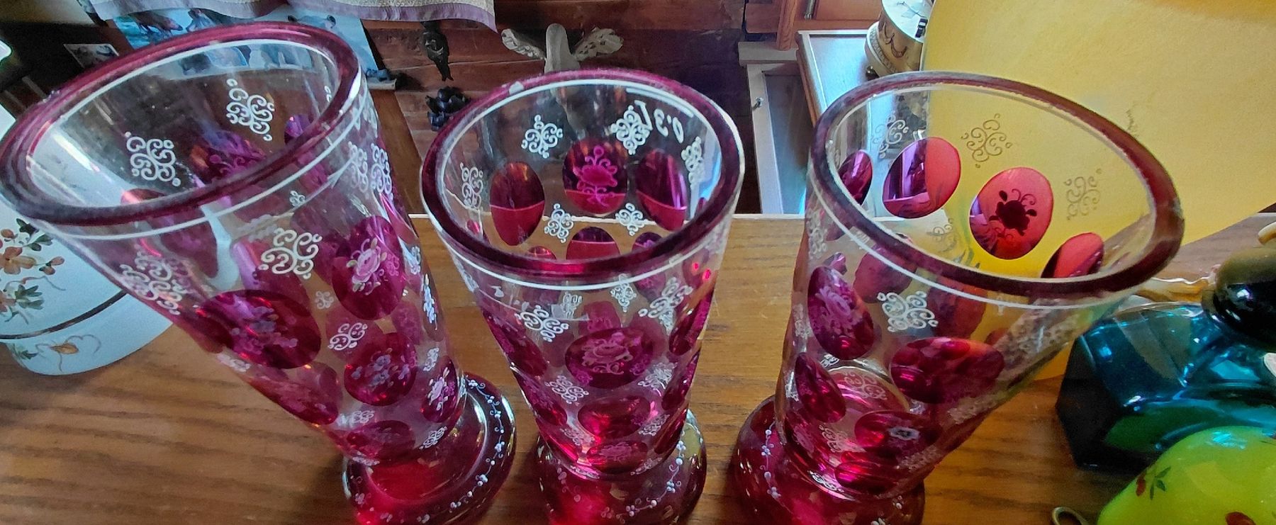 Bicchieri: 3 antike böhmische Fussgläser – Usato da Trogen venduto da Limboo 3