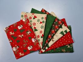 Lot tissu patchwork Noël  7 pcs 30 x 35 cm NEUF