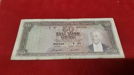 Alte Türkische Lira Banknote 50 - Seltenes Sammlerstück!