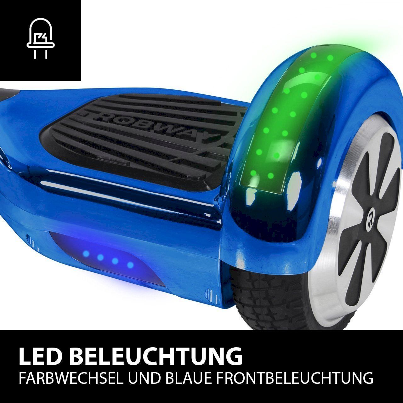 Hoverboard: ROBWAY W1 Hoverboard 6.5" blau chrom – Nuovo e nell'imballaggio originale da Bottighofen venduto da zaap 1