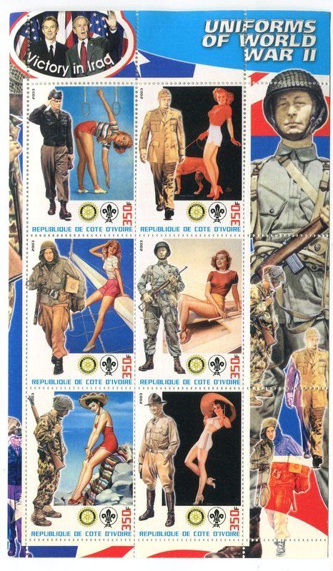 Tous les timbres: Block "Pin-up". Elfenbeinküste. – Neuf avec emballage d'origine à Basel par Butsch5