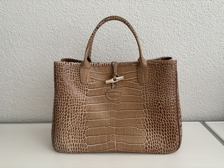 Longchamp Roseau Ledertasche Kroko-Prägung – sehr gepflegt