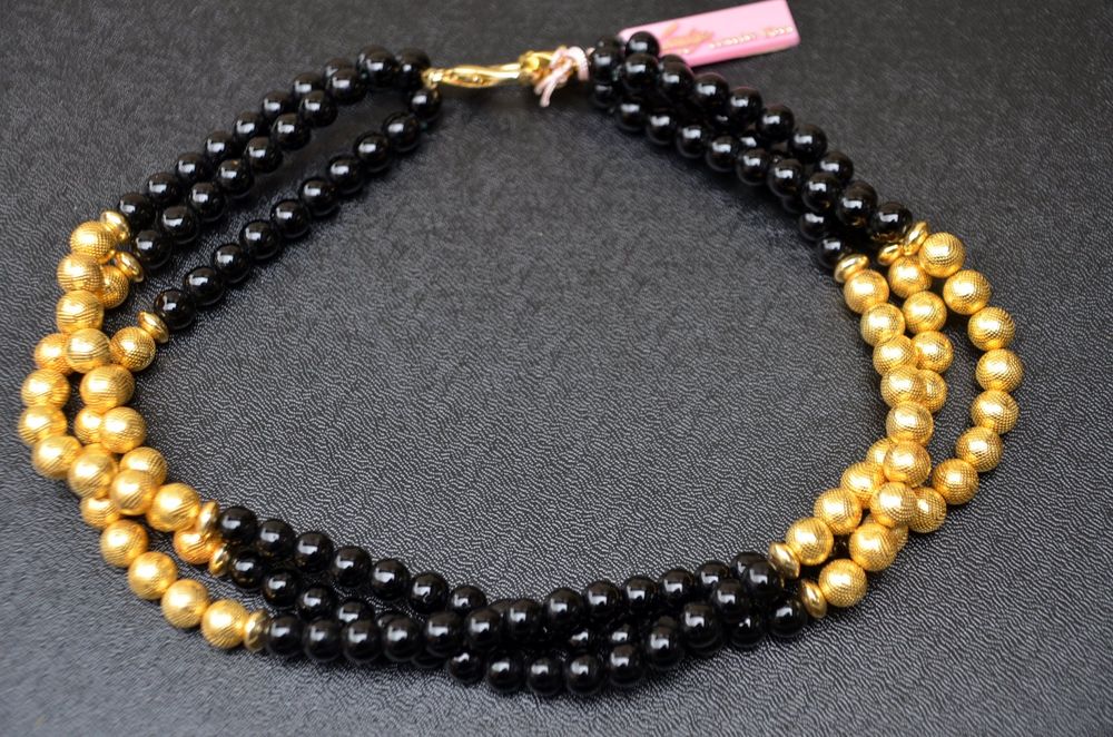 Collier Perles Vintage Années 1970 - 3 Rangs Torsadés, Couleurs, Occasion Très Bon état