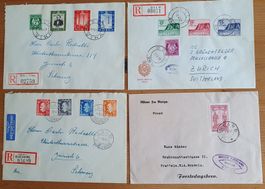 Norwegen: 4 Briefe in die Schweiz  1945 / 1953 / 1954 / 1954