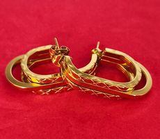 Edelstahlcreolen 18K vergoldet, 3fach, verrücktes Design
