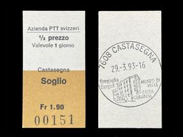 Castasegna Soglio Bergell Postauto Edmondsonsches Billett