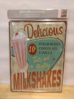Plaque métal rétro Milkshakes, déco cuisine américaine New