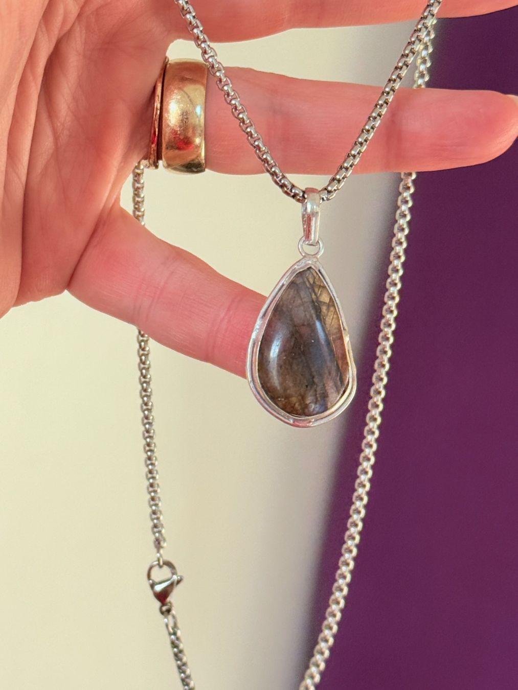 Catenine: Collier élégant avec Labradorite véritable, neuf! – Nuovo e nell'imballaggio originale da Genève venduto da AGBERG 1