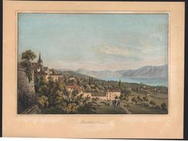 Lausanne altkolorierte Lithographie