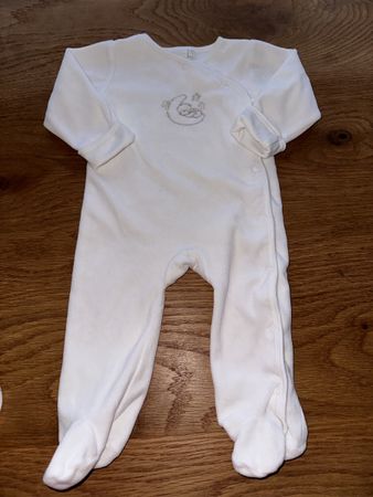 Gr 74 weisses Plüsch Pyjama