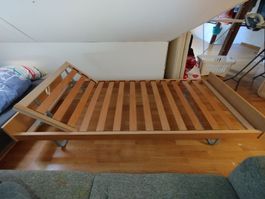 Bettrahmen mit Lattenrost und verstellbarem Kopfteil(90x200)