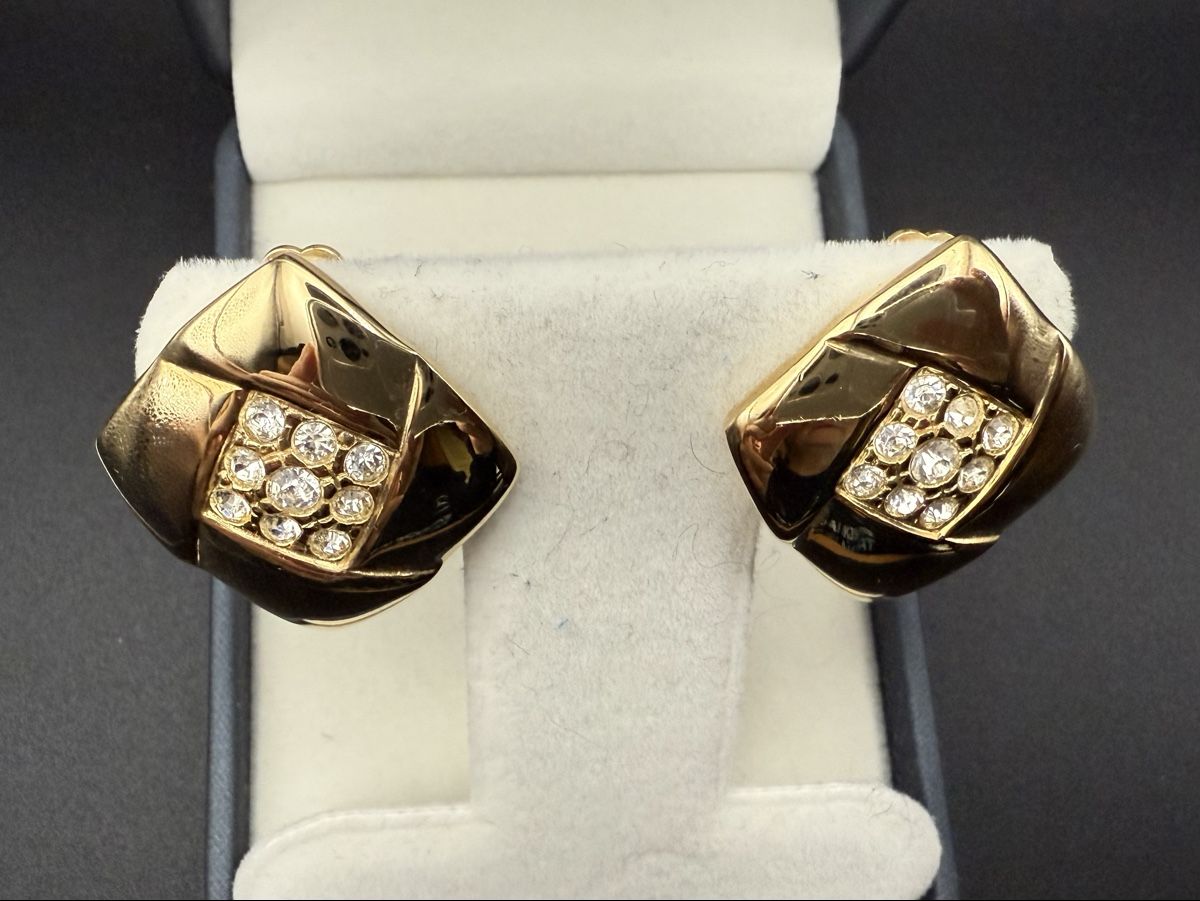 Orecchini pendenti & Orecchini a lobo: Goldfarbe Vintage Ohrringe mit Strass – Usato da Lamone venduto da LaCantinaMagica 1