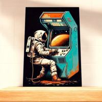 Affiche Poster Retro Astronaute Arcade Vintage jeux vidéos