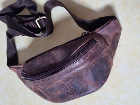Bauchtasche "Maxl" Echtleder braun im Vintage Look
