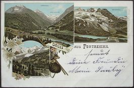 LITHO Gruss aus PONTRESINA gel. 1898