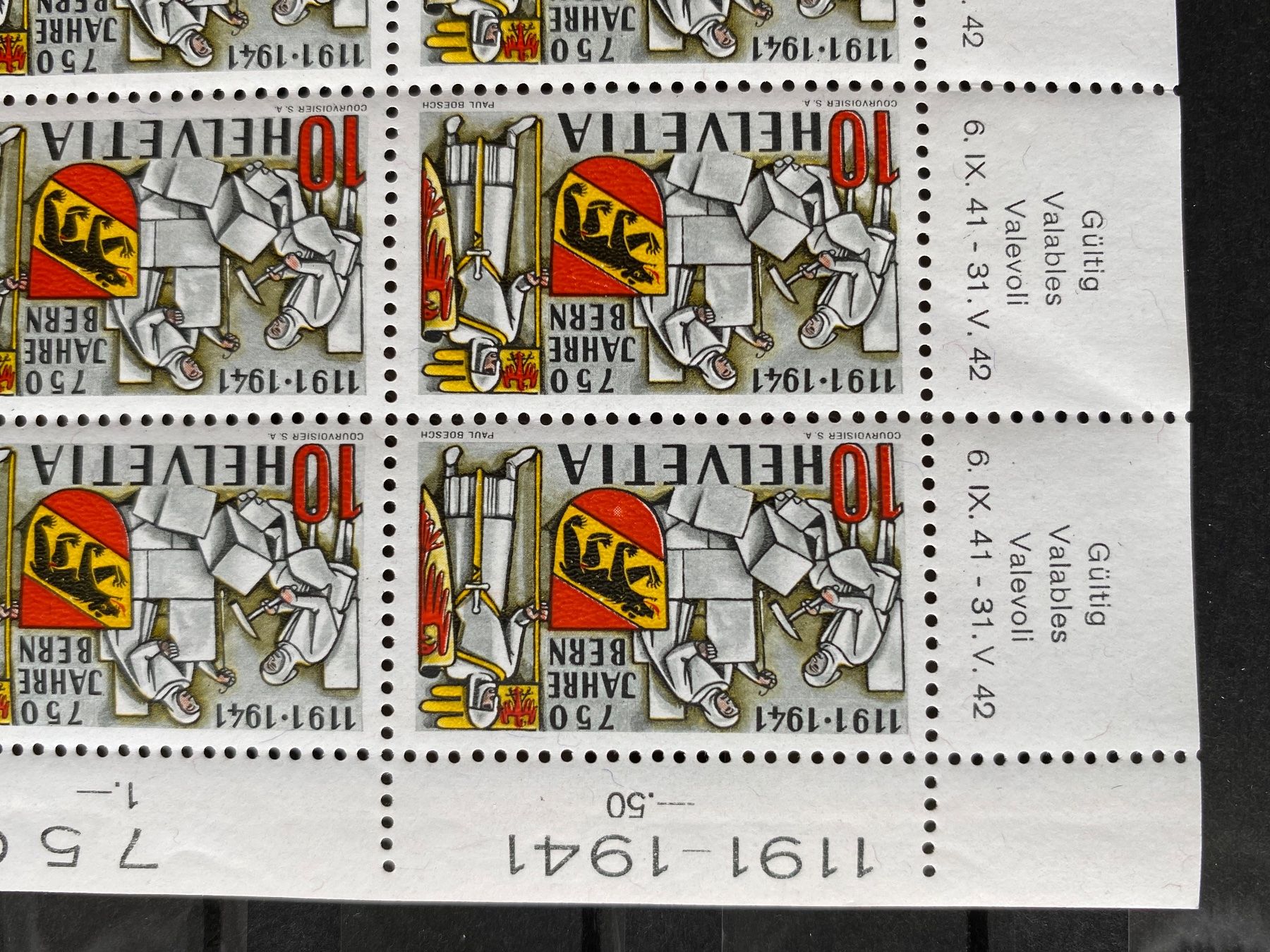 Tutti i francobolli: 253, Bogen, Rückseite **, Druckverschiebung, Spinne, etc – Usato da Aarau venduto da hilde47 7