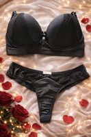 Ensemble lingerie noire, dentelle, taille M, NEUF