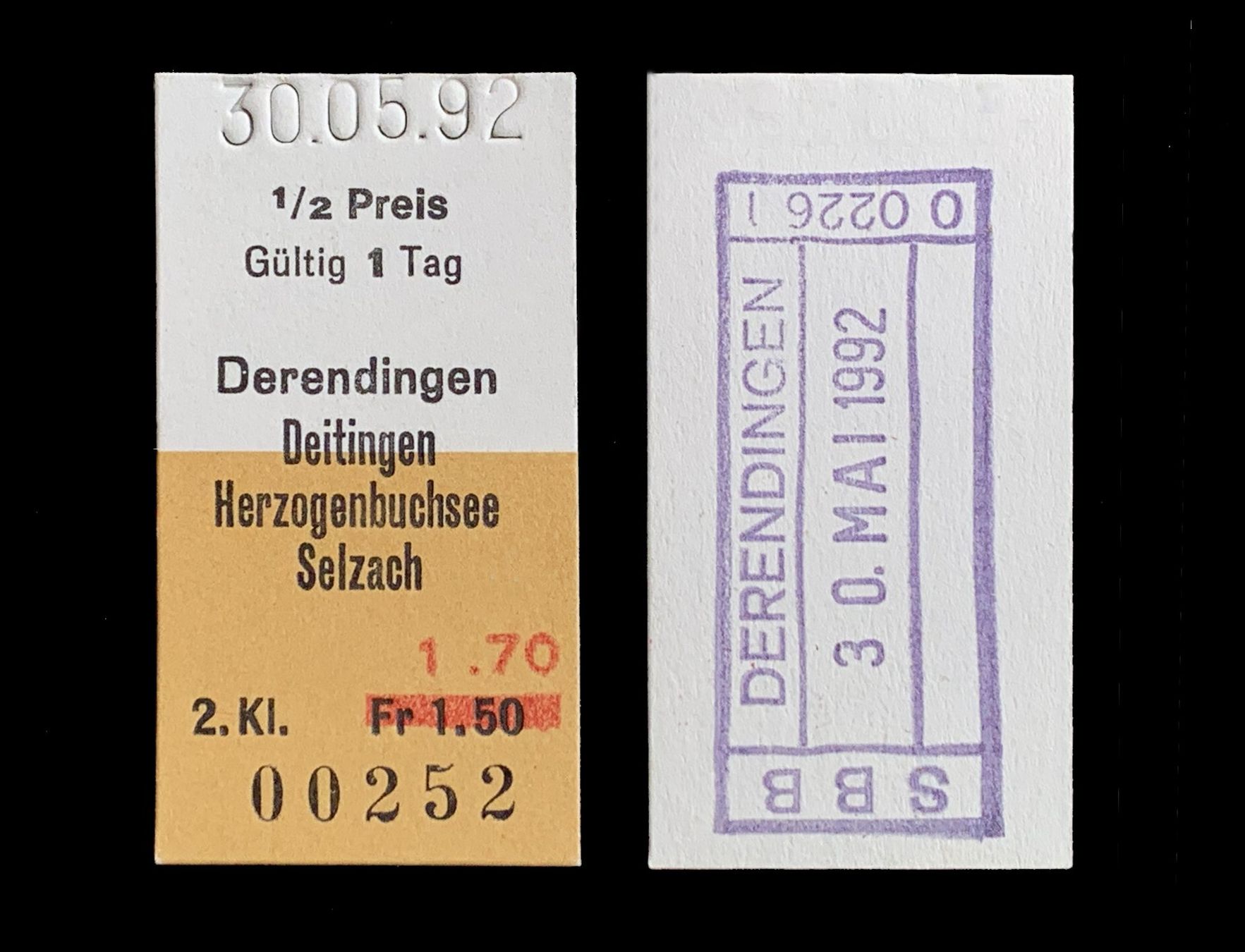 Biglietti: Derendingen Deitingen Selzach SBB Edmondsonsches Billett – Nuovo (secondo la descrizione) da Bern venduto da AWiBe