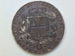 🇮🇹 Italy Sardinia 5 Lire 1849-P, Carlo Alberto Silver 25g