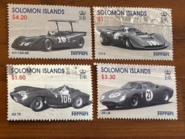 Solomon Inseln Briefmarken Ferrari Rennwagen, 4er Set.