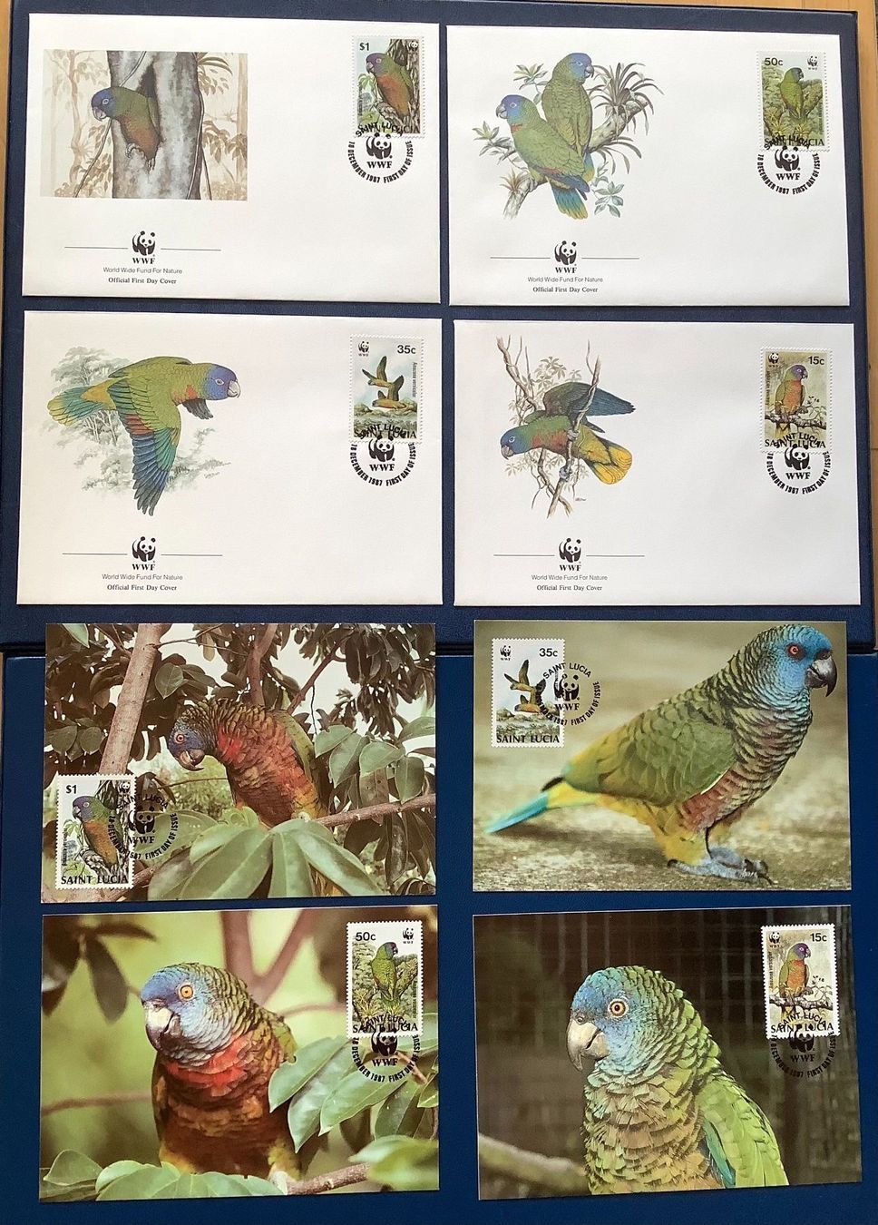 Alle Briefmarken: 1987 St.Lucia  Vogel FDC + Maximum. Papageien – Neu (gemäss Beschreibung) aus Liestal von Pep3