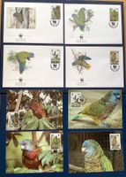 1987 St.Lucia  Vogel FDC + Maximum. Papageien