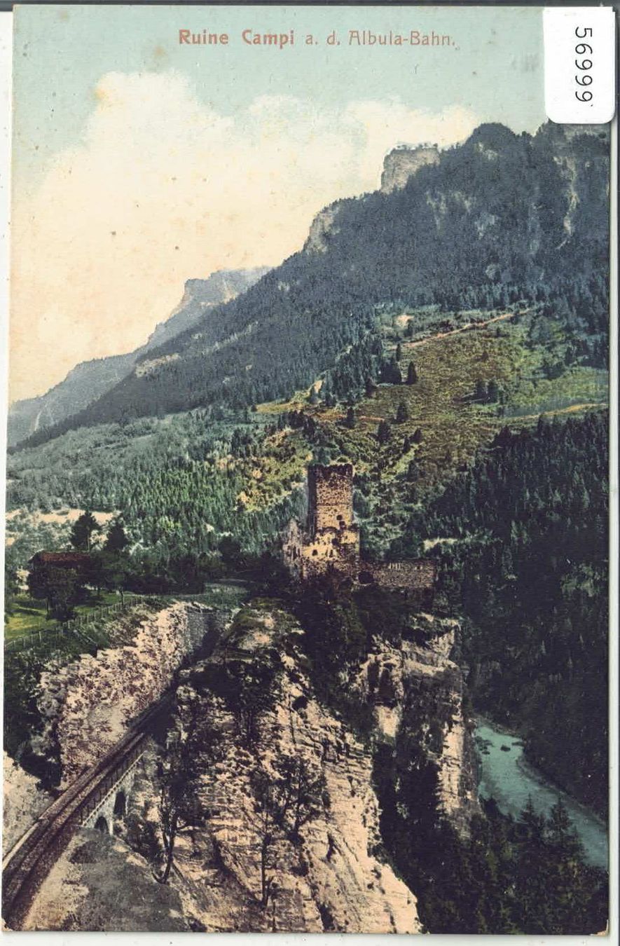 Cartoline postali: Ruine Campi a. d. Albula-Bahn - Litho – Usato da Ettingen venduto da Kartenplanet