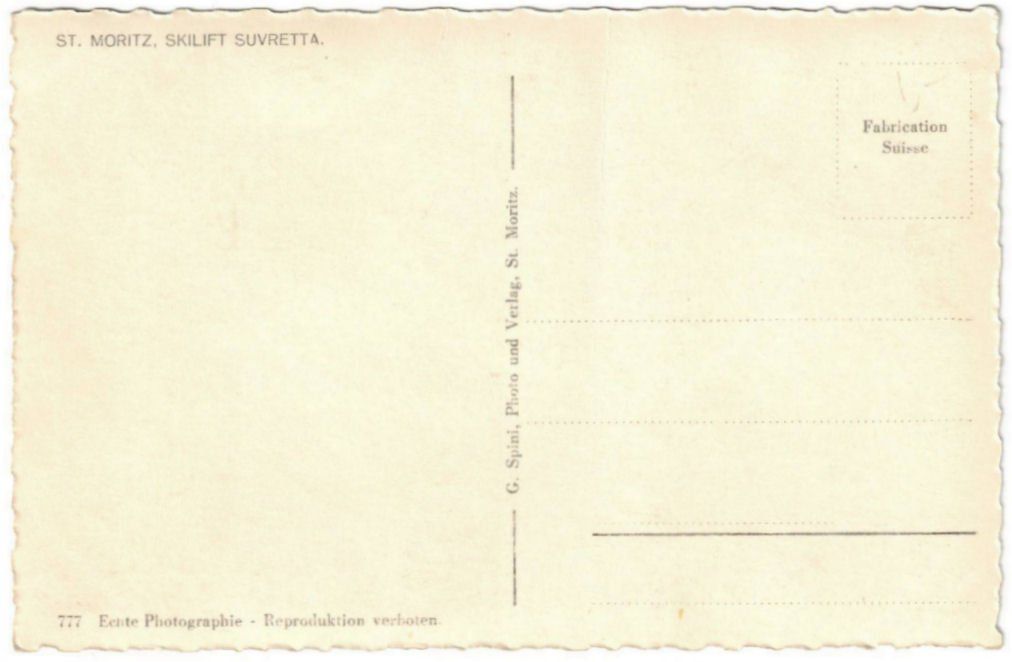 Cartoline postali: St. Moritz - Skilift Suvretta – Usato da Binningen venduto da Mountainrider 1
