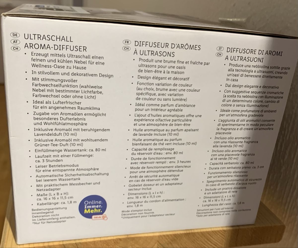 Diffusori di oli essenziali: Diffuseur d'arômes Silvercrest à ultrasons. – Nuovo (secondo la descrizione) da Prilly venduto da Sissi_1009 8