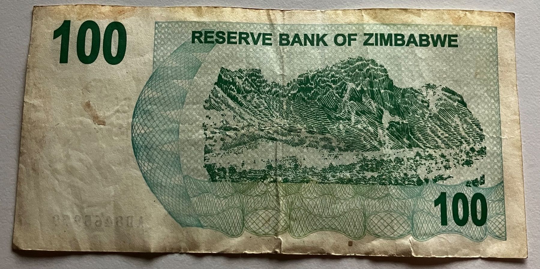 Banknoten: Zimbabwe 100 Dollars 2007 – Gebraucht aus Algetshausen von Carrhard 1