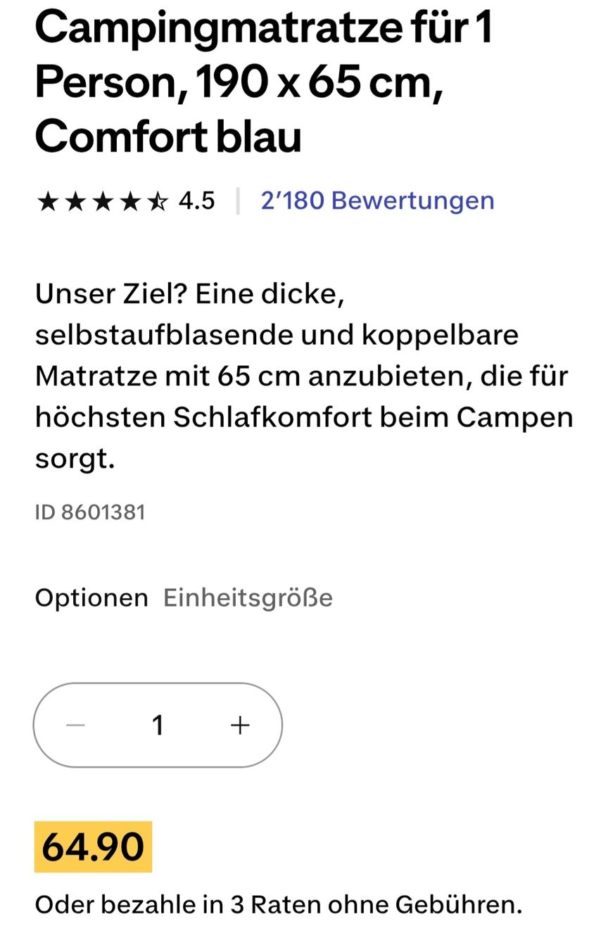 Decathlon Liegen & Liegestühle: Camp. Liege und Matzatze – Gebraucht aus Winterthur von Rubinof 2