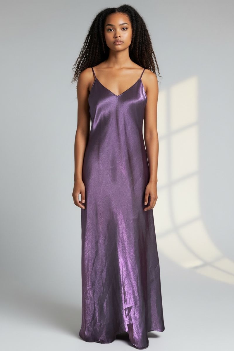 Vestiti: Élégante robe longue satinée violette, taille M – Nuovo (secondo la descrizione) da Vuisternens-Romont venduto da gol_xp6p 1