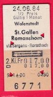 KARTON BILLETT,WALENSTADT - ROMANSHORN,2.KLASSE,RETOUR,HALBT