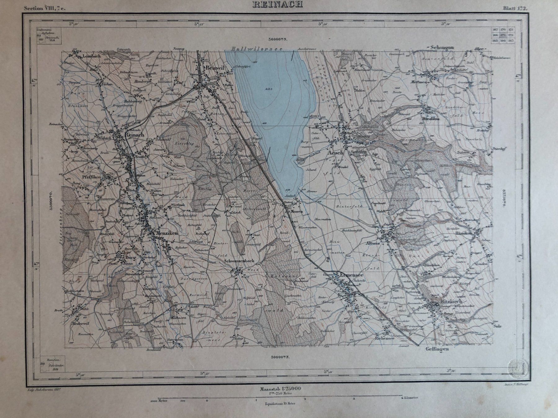 Landkarten & Atlanten: Siegfriedatlas Bl. 172: Reinach 1887 – Gebraucht aus Zürich von allp 1