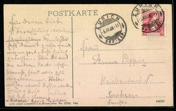 Cartoline postali: AK Zürich, Rathausquai, 1908 – Usato da Berlin venduto da bartko-reher 1