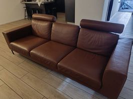 Très beau canapé en cuir, comme neuf, 250cm, 3.5 places