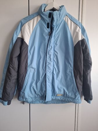 Winterjacke/sky Unisex Gr. 164 hellblau/grau/weiß mit Kapuze