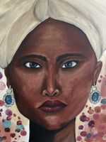 Gemälde Frau mit Turban und Schmuck handgemalt