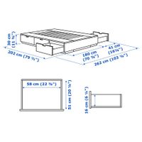 Bettgestell mit Schubladen weiss 180x200 cm Nordli Ikea
