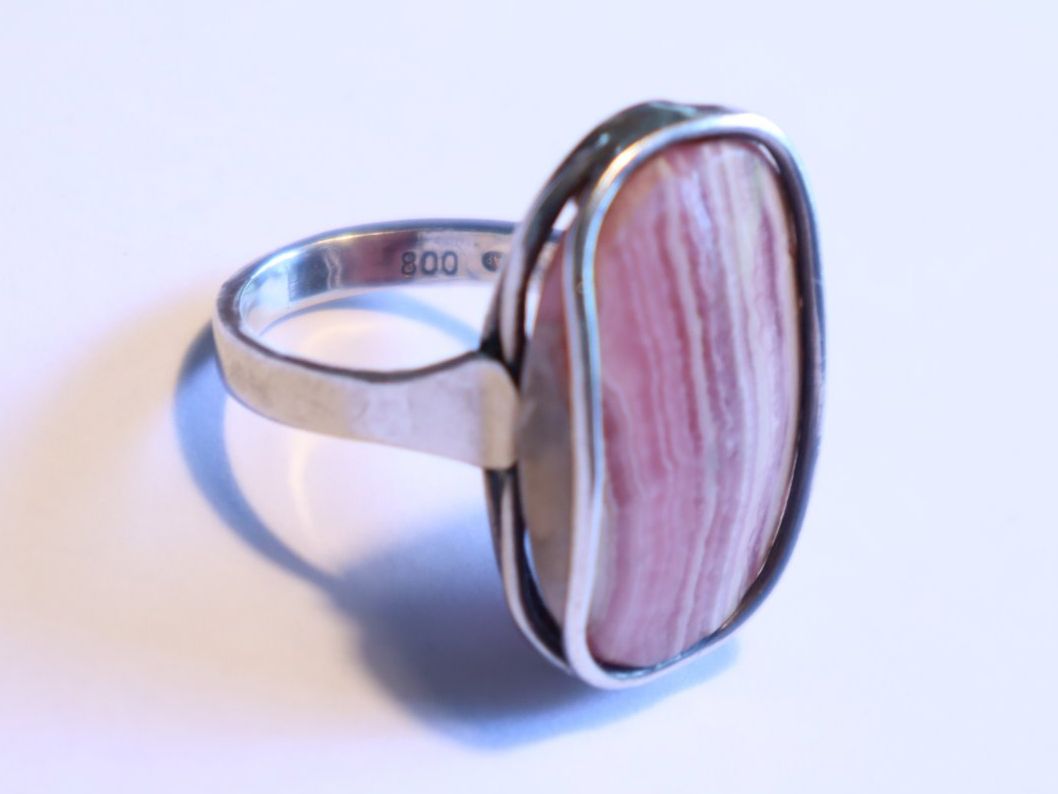 Ringe: Vintage Silberring 800 mit Rodochrosit Stein, Grösse 52 – Gebraucht aus Baden von TellsKuchenhaus